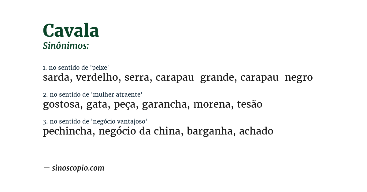 Sinônimo de cavala