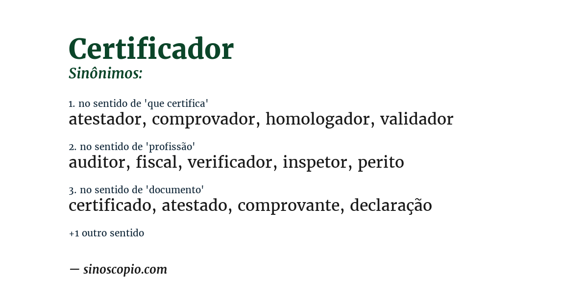 Sinônimo de certificador