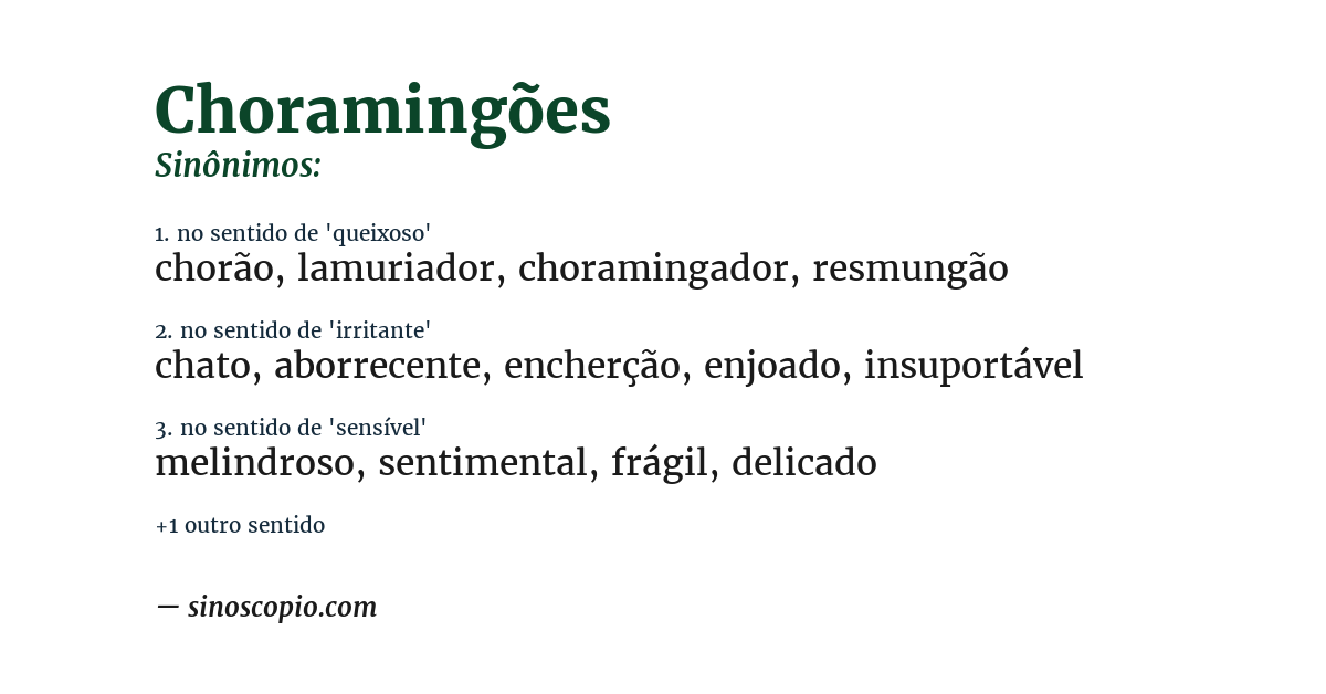 Sinônimo de choramingões