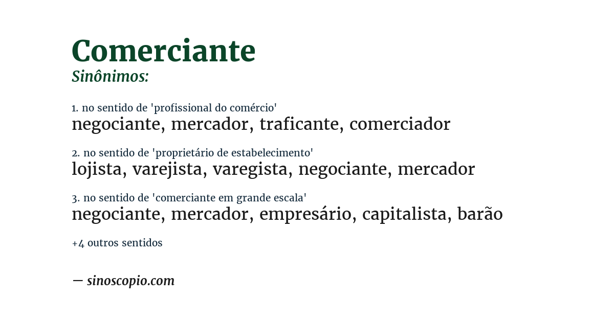Sinônimo de comerciante