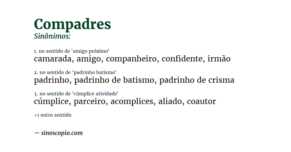 Sinônimo de compadres
