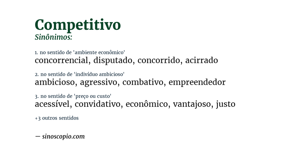 Sinônimo de competitivo