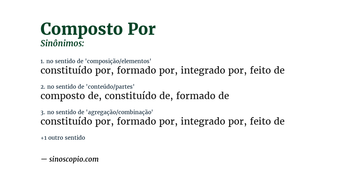 Sinônimo de composto por
