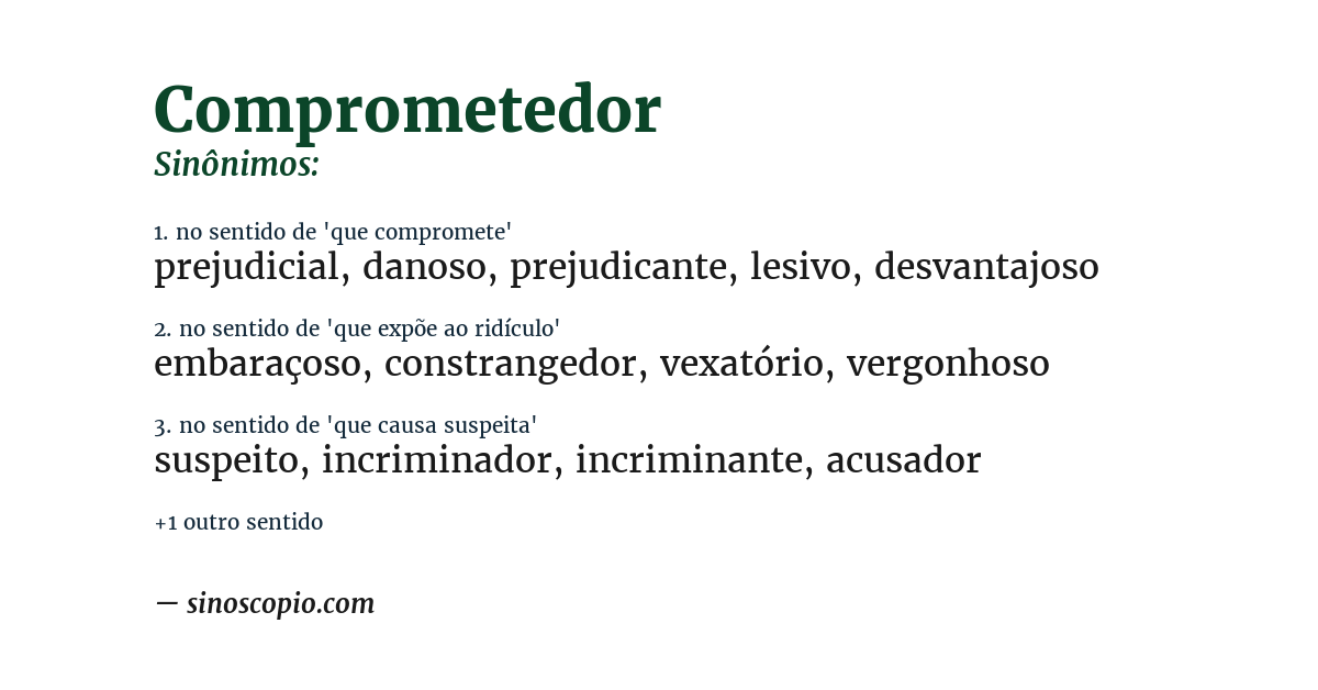 Sinônimo de comprometedor