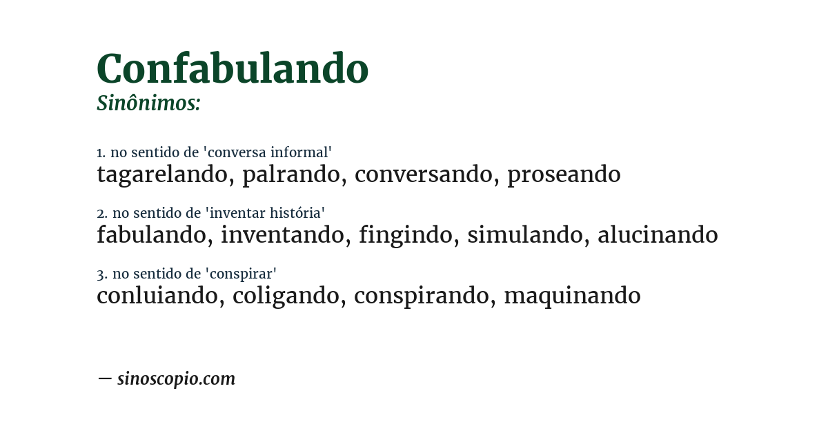 Sinônimo de confabulando