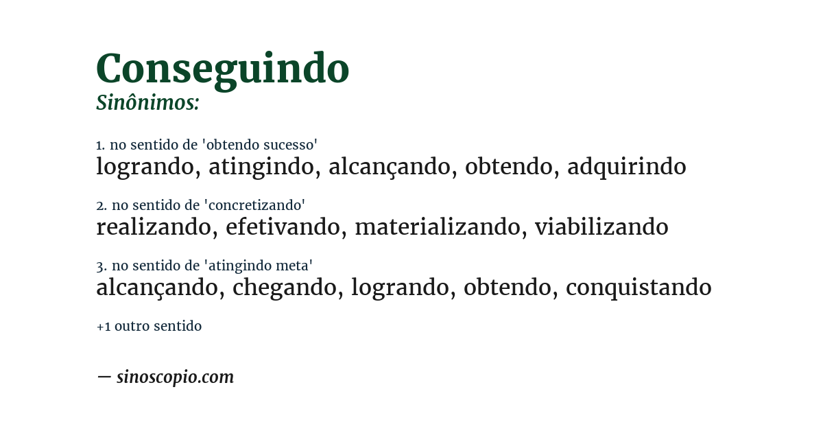Sinônimo de conseguindo