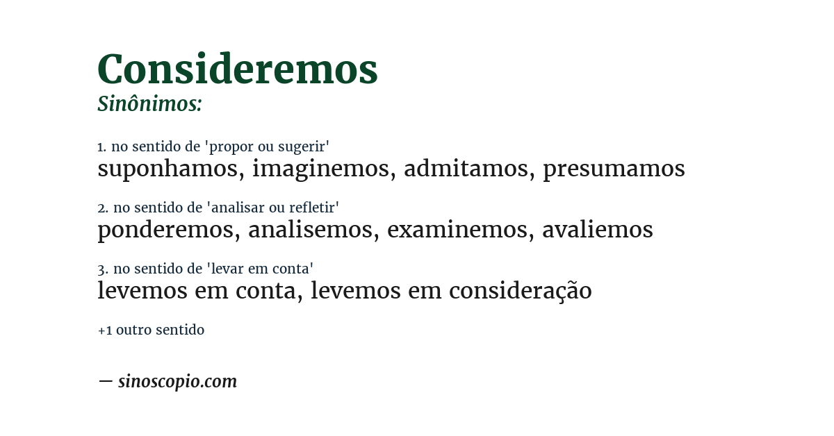Sinônimo de consideremos