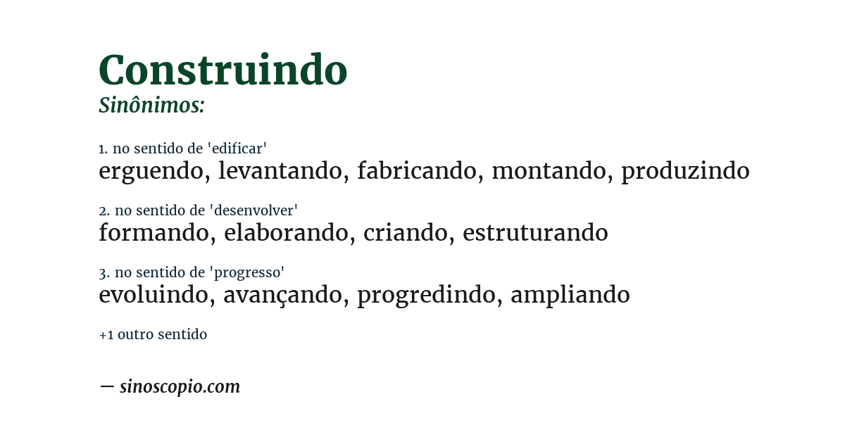 Sinônimo de construindo