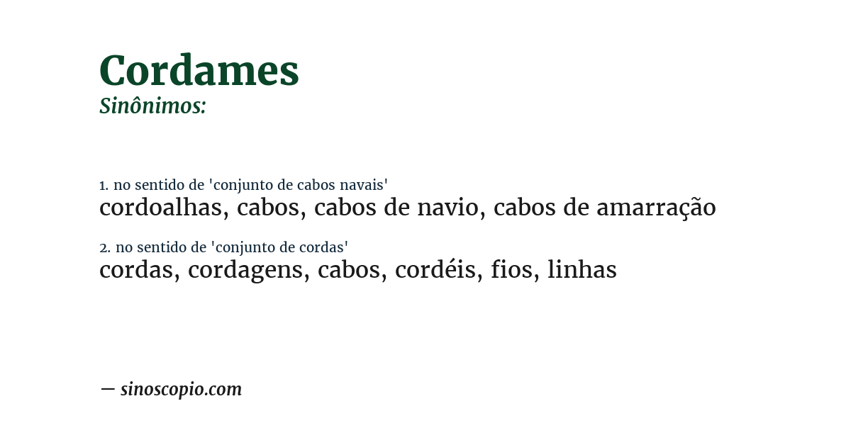 Sinônimo de cordames