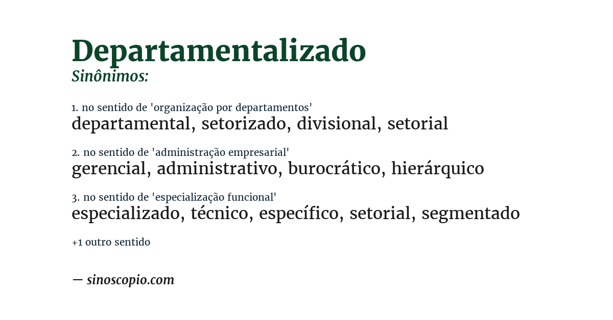 Sinônimo de departamentalizado