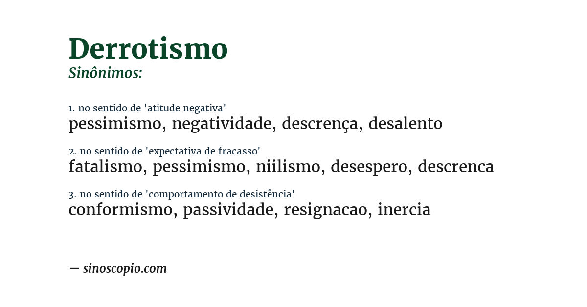 Sinônimo de derrotismo