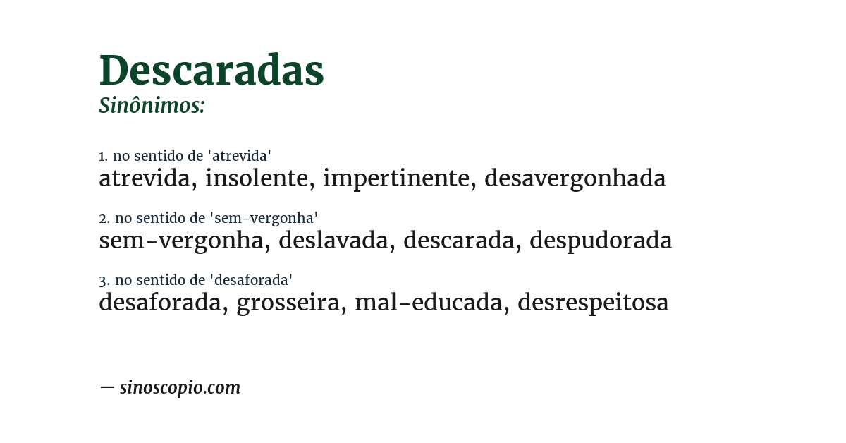 Sinônimo de descaradas