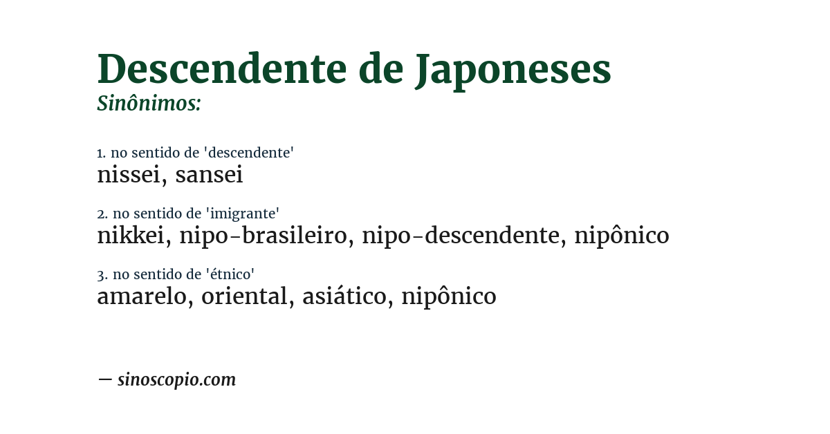 Sinônimo de descendente de japoneses