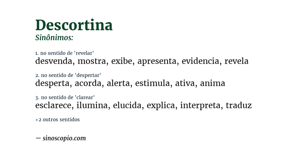Sinônimo de descortina