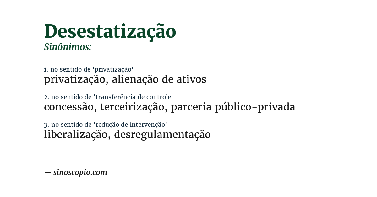 Sinônimo de desestatização