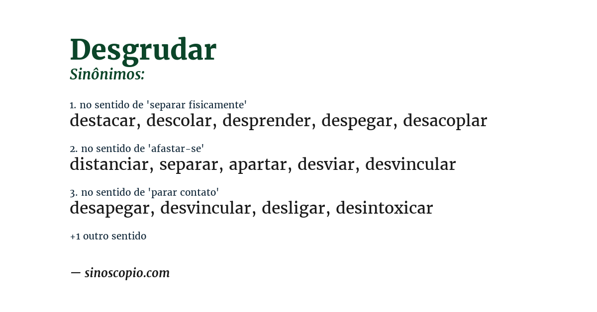 Sinônimo de desgrudar