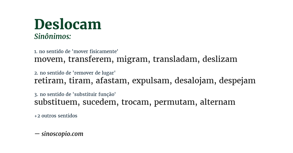 Sinônimo de deslocam
