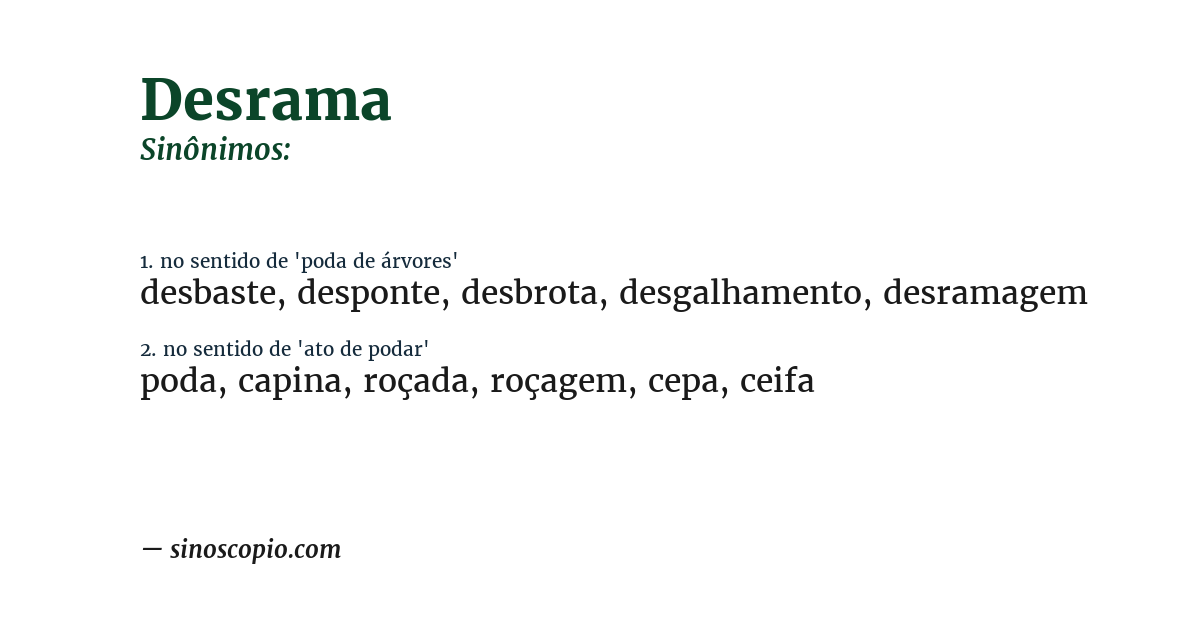 Sinônimo de desrama