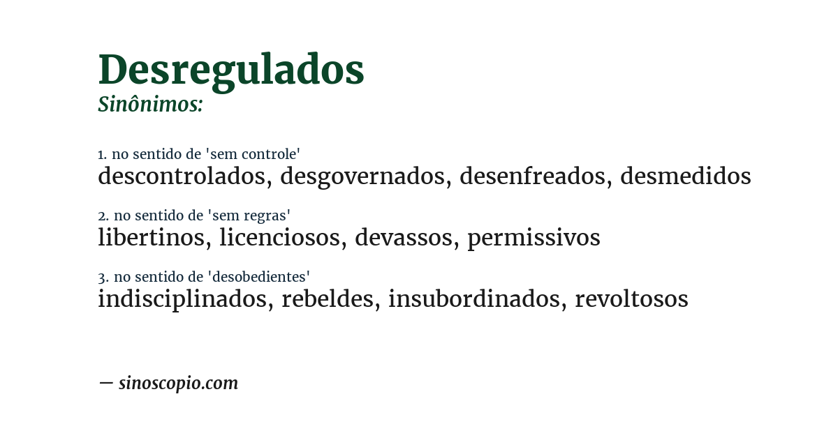 Sinônimo de desregulados