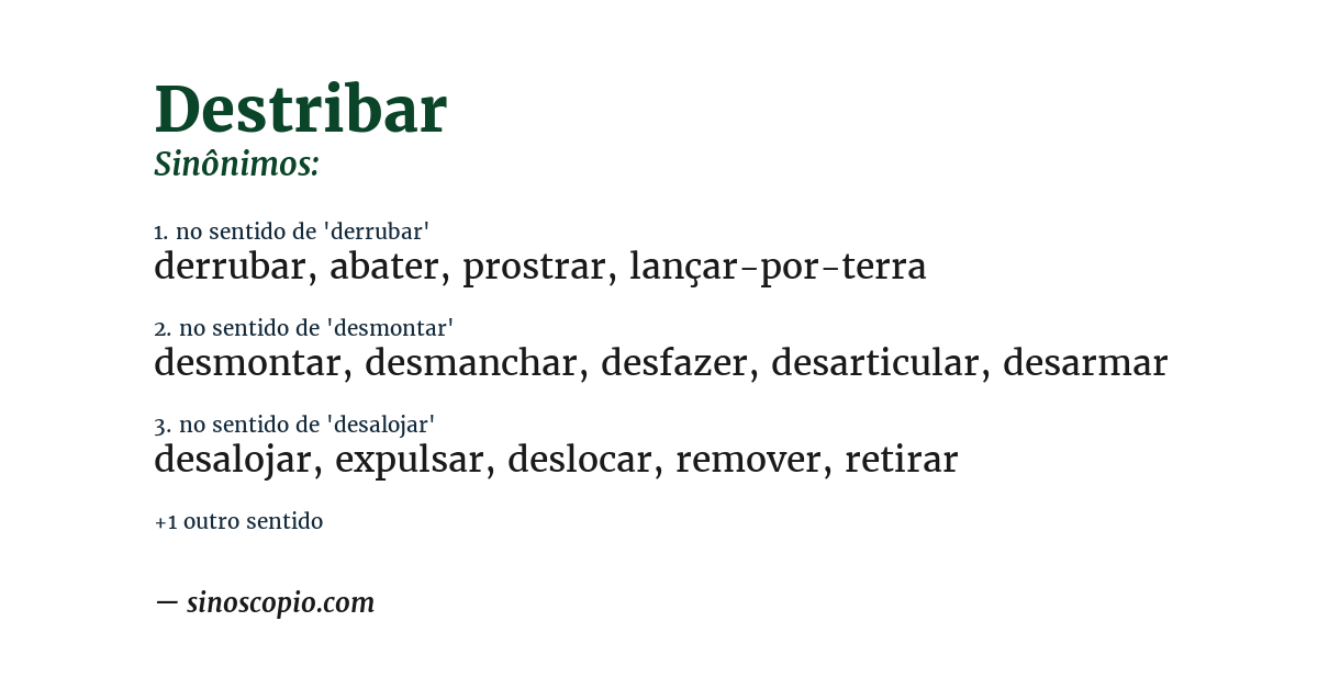 Sinônimo de destribar