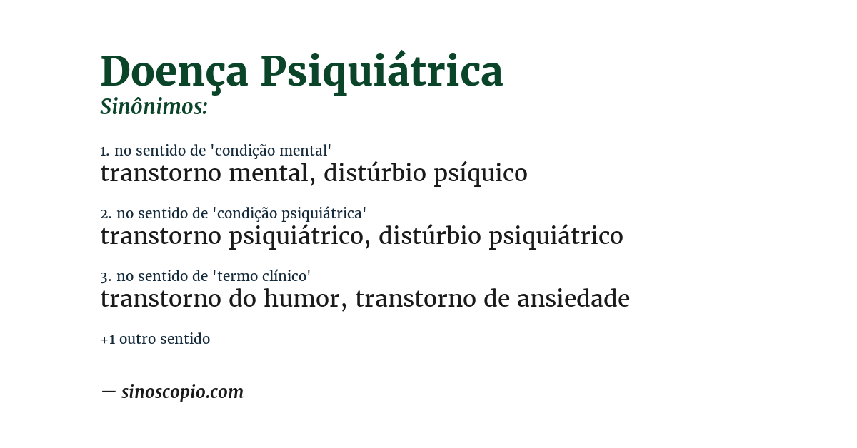 Sinônimo de doença psiquiátrica