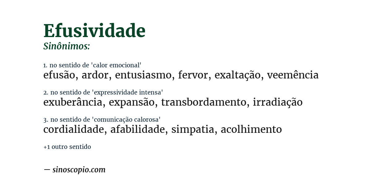 Sinônimo de efusividade