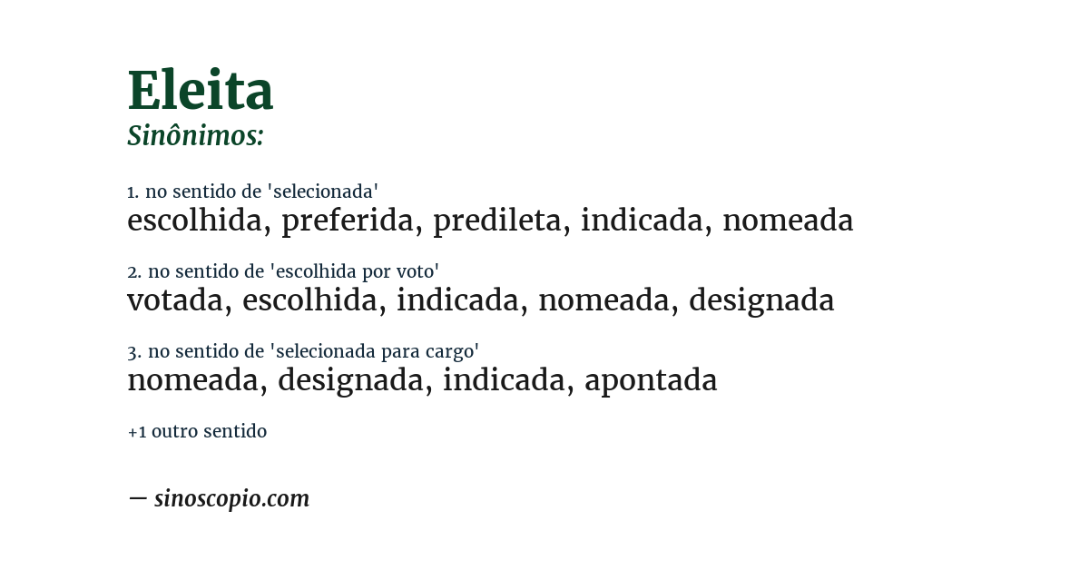 Sinônimo de eleita