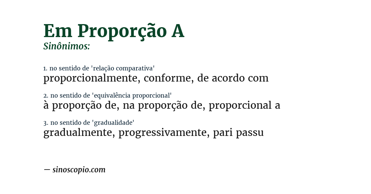 Sinônimo de em proporção a