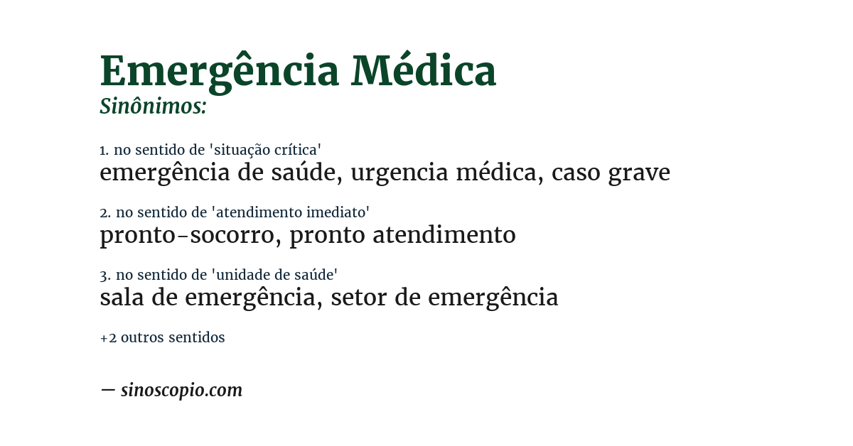 Sinônimo de emergência médica