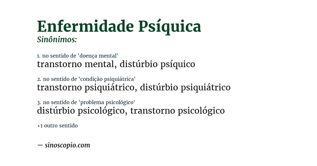 Sinônimo de enfermidade psíquica