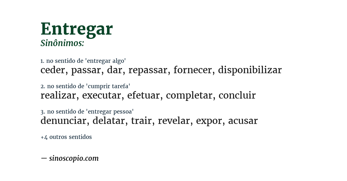 Sinônimo de entregar