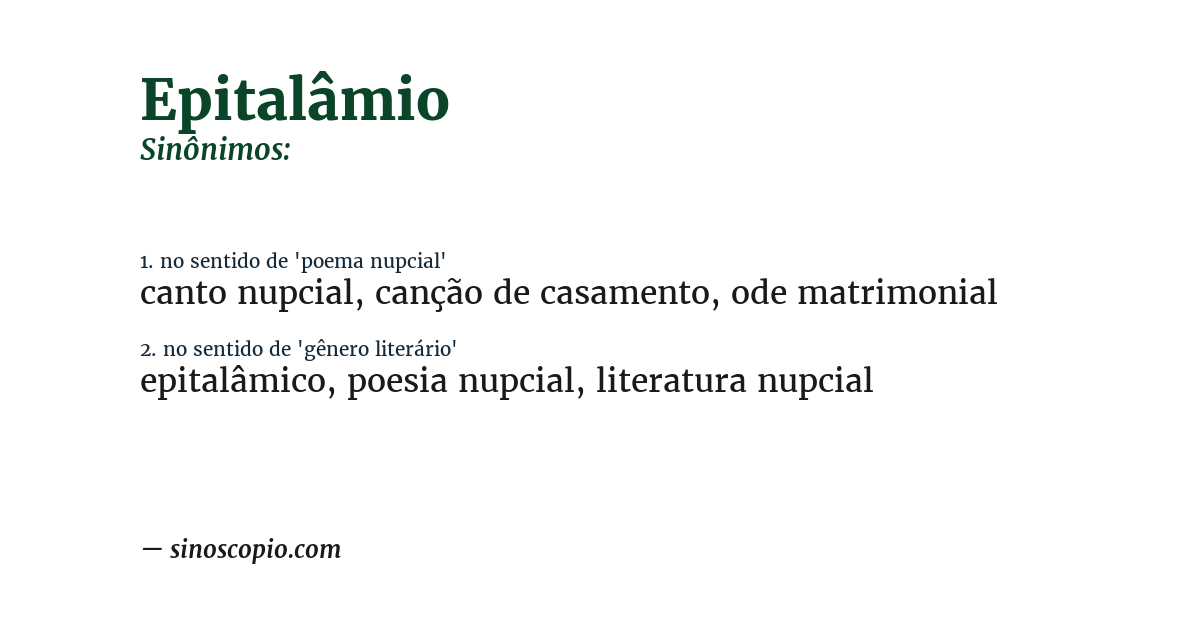Sinônimo de epitalâmio