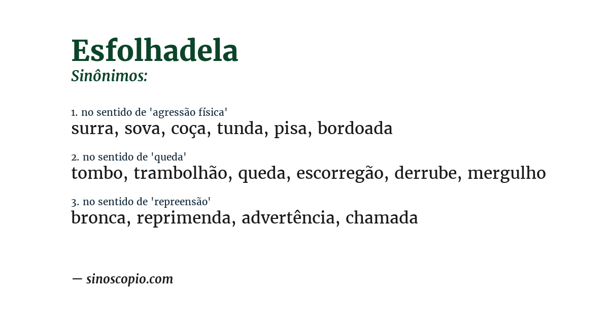 Sinônimo de esfolhadela
