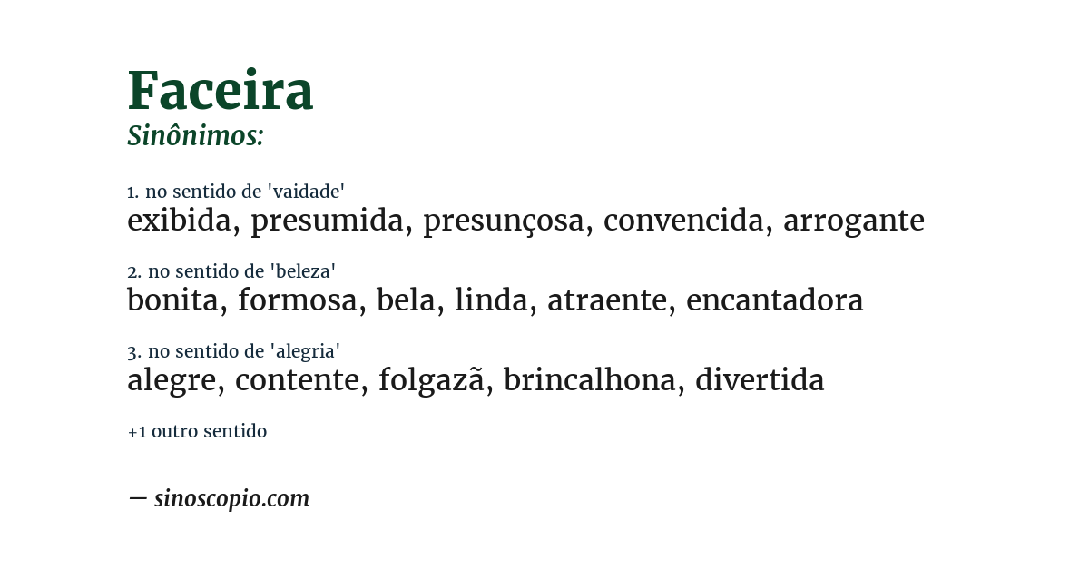 Sinônimo de faceira