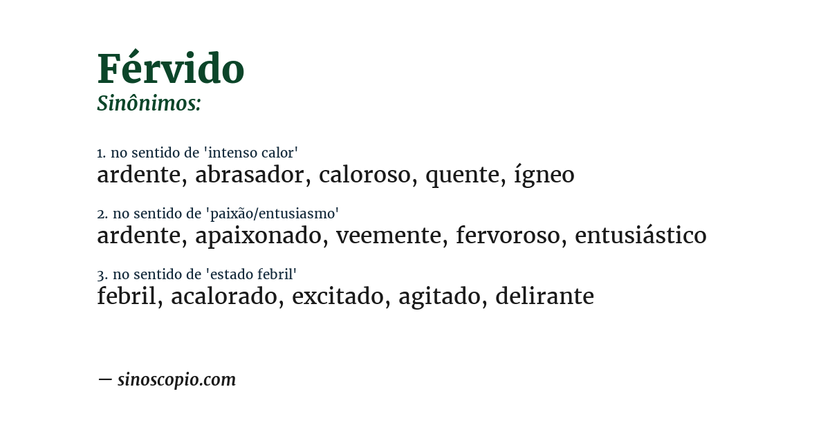 Sinônimo de férvido