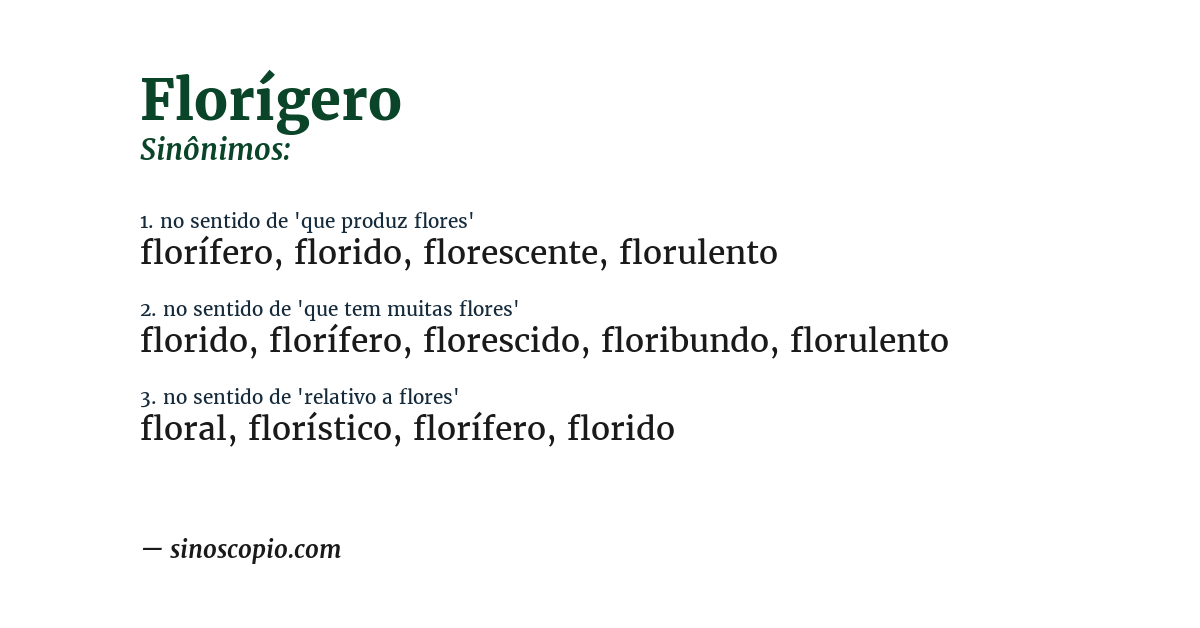 Sinônimo de florígero