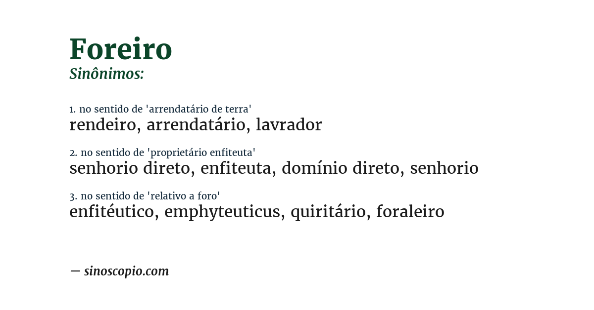Sinônimo de foreiro