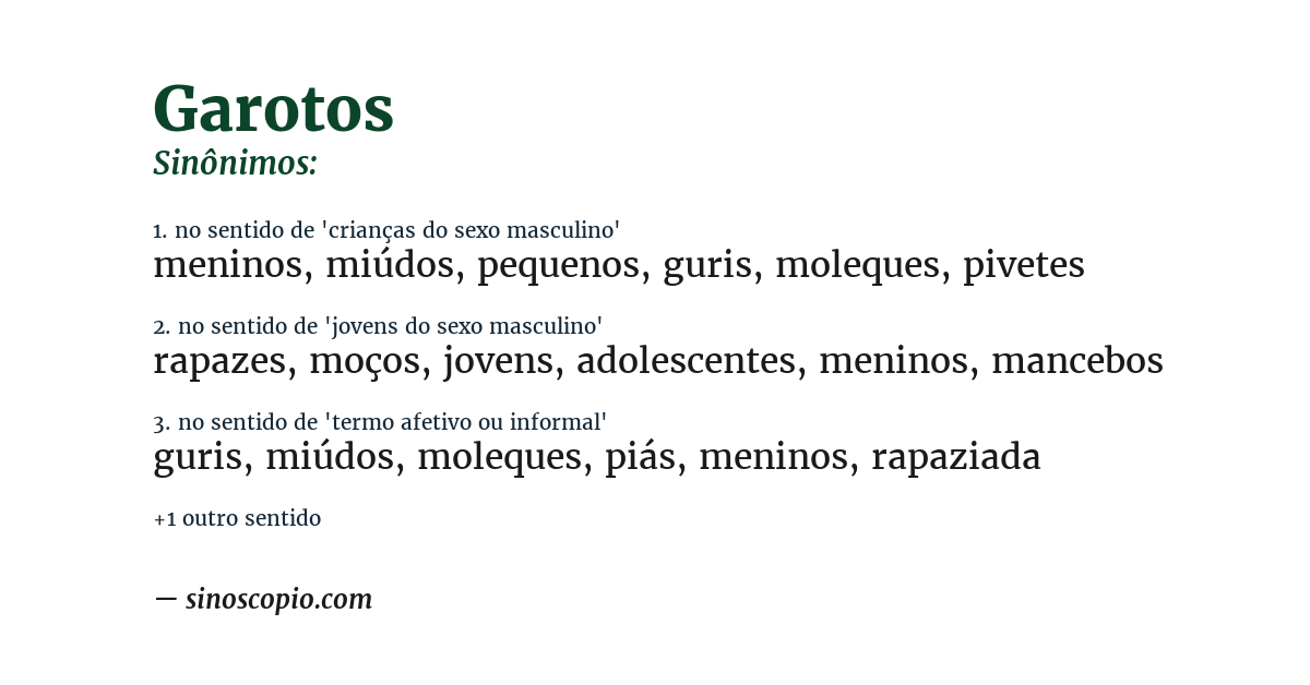 Sinônimo de garotos