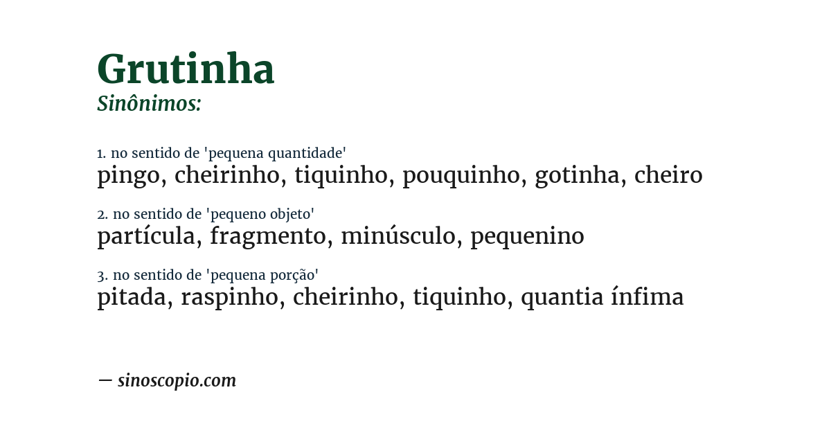 Sinônimo de grutinha