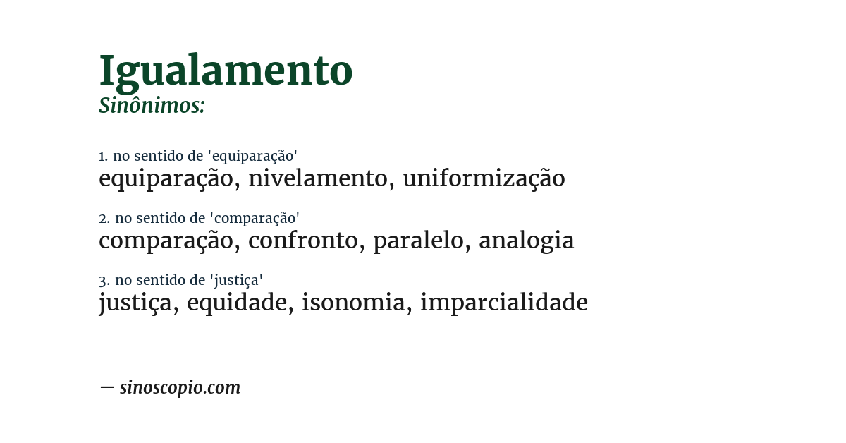 Sinônimo de igualamento