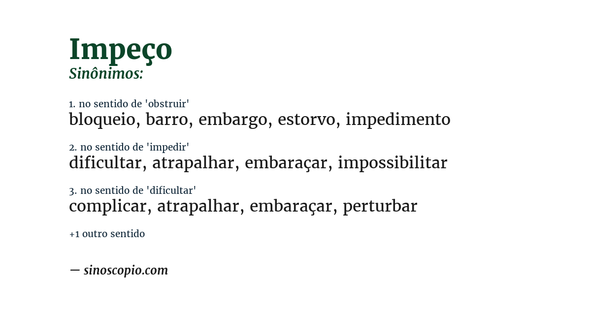 Sinônimo de impeço