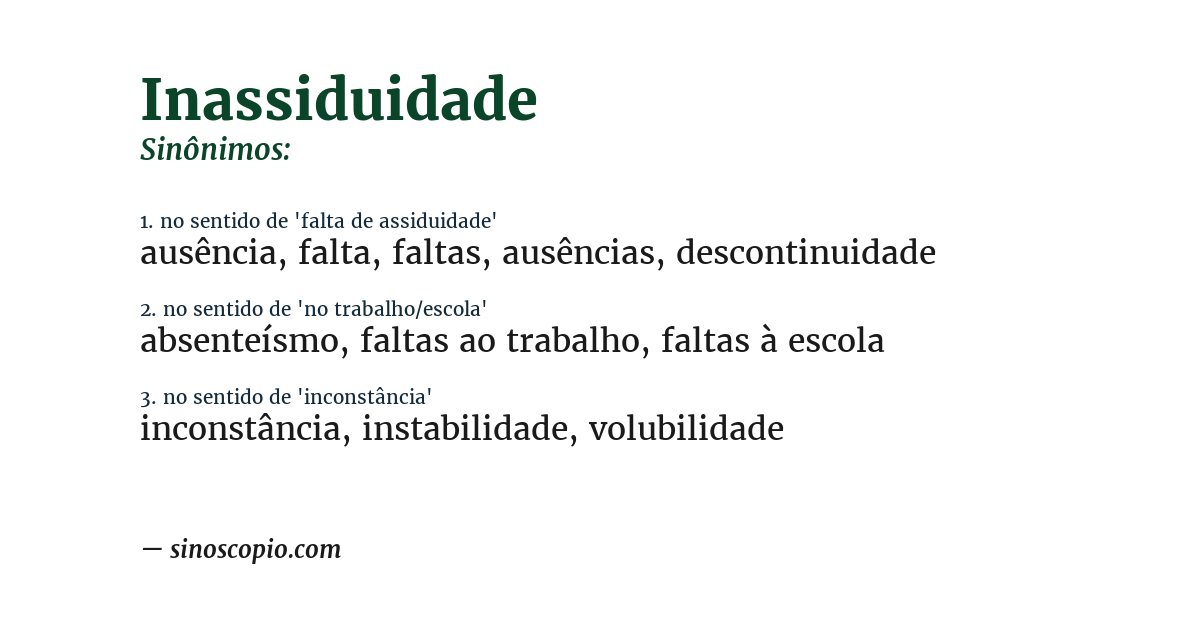 Sinônimo de inassiduidade