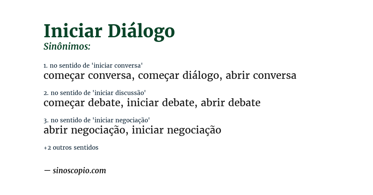Sinônimo de iniciar diálogo