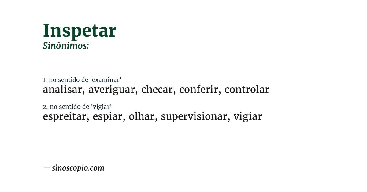 Sinônimo de inspetar