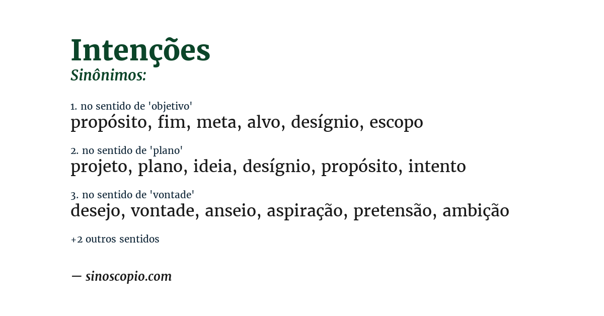 Sinônimo de intenções