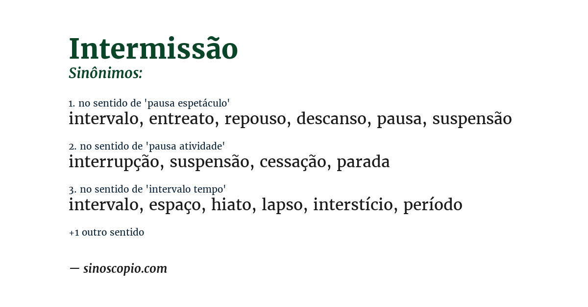Sinônimo de intermissão