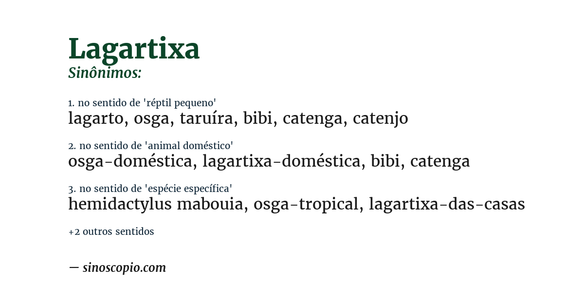 Sinônimo de lagartixa