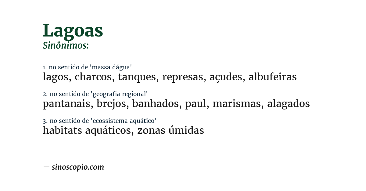 Sinônimo de lagoas
