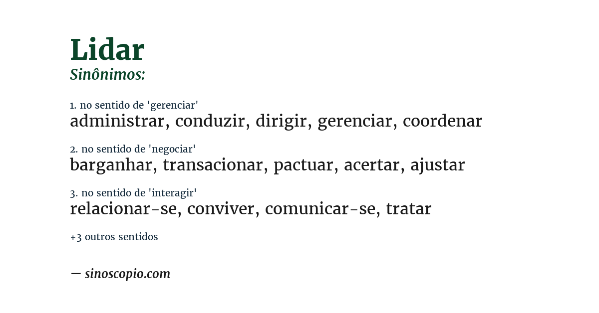 Sinônimo de lidar