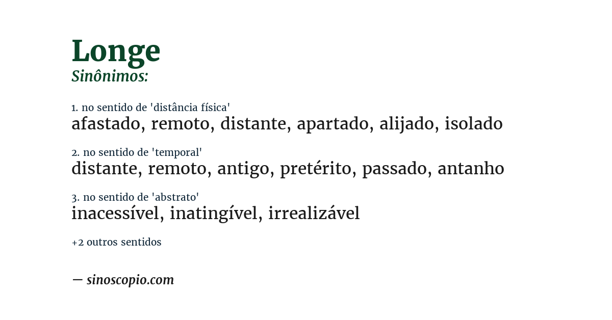 Sinônimo de longe
